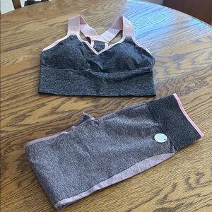 PINK Victoria's Secret Charcoal and Blush Sports Bra Set